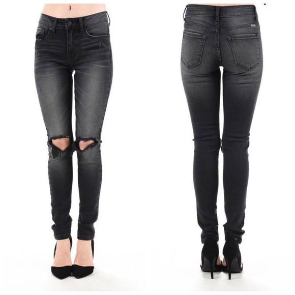 FADED BLACK SKINNY JEANS - Picture 5 of 8